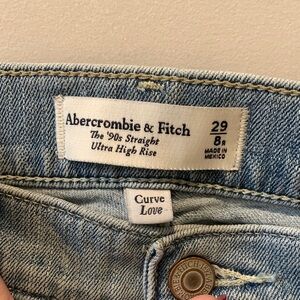 Abercrombie & Fitch Women's '90s Straight Ultra High Rise Jeans - Light Blue